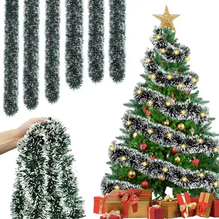 KOMEIYL Girlande Weihnachten, 10m Tannengirlande, Weihnachtsgirlande Outdoor, Weihnachtsstreifengirlande, Gilt für Hängen Tür oder Eingang Festliche Atmosphäre Sofort Verstärken (Grün)