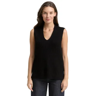 Tom Tailor Damen 1049136 Pullunder Mit V-Ausschnitt, 14482 - Deep Black, S EU