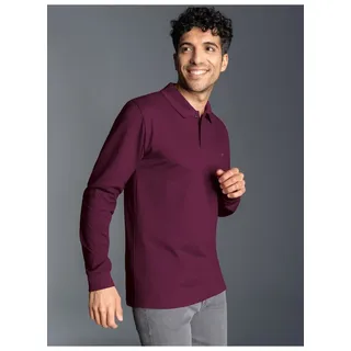 Poloshirt TRIGEMA "TRIGEMA Langarm Poloshirt mit Armbündchen", Herren, Gr. 3XL, rot (sangria), Piqué, 100% Baumwolle, Basic, ohne Ausschnitt, Shirts Poloshirt