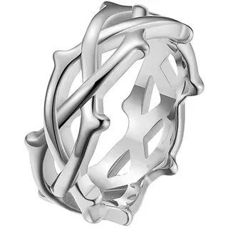 HIJONES Herren Damen Edelstahl Zweig Dornenkrone Statement Ring Baum Rebe Versprechen Ehering Silber Größe 60