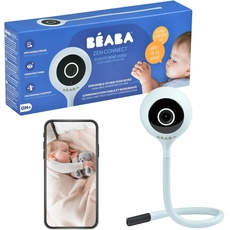 BÉABA , Baby Video anhören, Zen Connect Babyphone, Full-HD-1090p-Kamera, Walkie-Talkie, große Reichweite, Mobil- und Wifi-Verbindung, Wiegenlieder, flexibler Schaft, Perlgrau