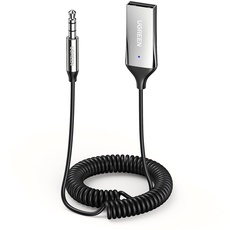 UGREEN Aux Bluetooth Adapter Auto Bluetooth 5.3 Empfänger Klinke für Freisprechanruf und Wireless Musik kompatibel mit Auto mit Aux und USB Anschluss, Lautsprecher, Verstärker (Silber)