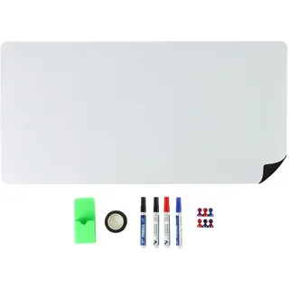 Relaxdays Whiteboard Folie, H x B: 40 x 80 cm, 4 Stifte, 6 Magnete, Stiftebox, Klebeband, magnetisches Memoboard, weiß