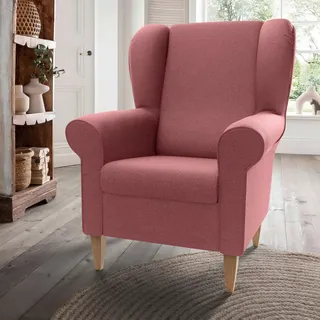 Livetastic Ohrensessel , Rosa , Holz , Buche , Uni , 80x102x86 cm , Stoffauswahl , Wohnzimmer, Sessel, Ohrensessel
