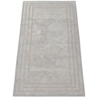 my home Badematte »Inga, Rahmen, Badvorleger, Badezimmer Teppich« Höhe 18 mm beidseitig nutzbar   fußbodenheizungsgeeignet   strapazierfähig 100% Baumwolle, Hoch-Tief-Effekt, weich, trocknergeeignet, grau