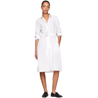 Tommy Hilfiger Damen Hemdkleid Essential Shirt Dress Knielang, Weiß (Th Optic White), 38