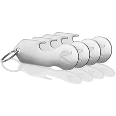 MAGATI Einkaufswagenlöser Schlüsselanhänger abziehbar multifunktional aus Edelstahl mit Schlüsselfundservice und Profiltiefenmesser 4er Set