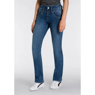 Bootcut-Jeans HERRLICHER "Pearl Boot Denim Cashmere Touch", Damen, Gr. 33, Länge 32, blau (blau dragon), Denim/Jeans, Obermaterial: 94% Baumwolle, 5% Elastomultiester, 1% Elasthan, Jeans Bootcut-Jeans, mit Spitzbund