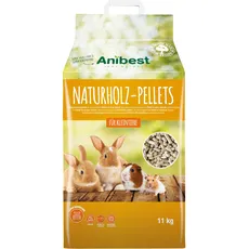 Anibest Kleintierpellets, 100% natürliche Einstreu für Kaninchen, Hamster, Meerschweinchen und Co, saugfähige & geruchsbindende Holzpellets, leicht dosierbare Unterstreu, 11 kg/ 20 l