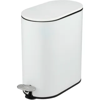WENKO Kosmetikeimer Mod Collungo freistehend weißer Treteimer 5 Liter Absenkautomatik aus Metall Stahl Kunststoff 14 x 28,5 x 29,5 cm weiß schwarz