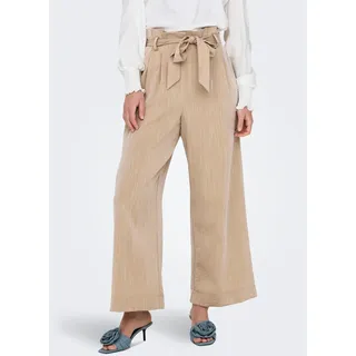 Paperbag-Hose ONLY "ONLMARSA SOLID PAPERBAG PANT WVN NOOS", Damen, Gr. XL (42), N-Gr, weiß (safari), Web, Obermaterial: 53% Viskose, 35% Polyester, 12% Nylon, unifarben, regular fit knöchellang, Hosen Paperbag-Hose, mit Gürtel