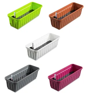 Alpfa Blumenkasten mit Wasserspeicher Balkonkasten 60cm - 100cm weiß 60 cm
