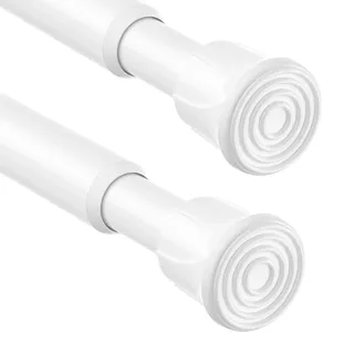 AIZESI 2 Stück Gardinenstange ohne Bohren 42-72cm Weiß, Ø13mm Spannstange | Klemmstange für Gardinen Stabile Teleskopstange, Rutschfeste Spannstange für Bad, Küche, Fenster, Schrank, Duschvorhang