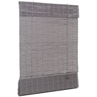 Ventanara® Raffrollo Bambus Bambusraffrollo Rollo inkl Montagematerial (grau, 130 x 220 cm)