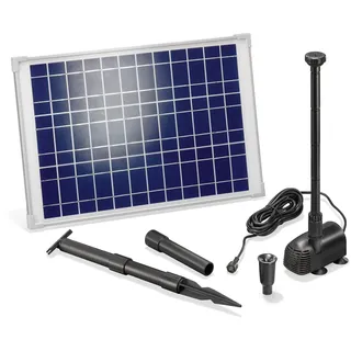 esotec Solar Pumpensystem WATERSPLASH 20/1350, Komplett-Set, Teichpumpe Springbrunnenpumpe, Solarbrunnen Sprinklerpumpe, Direktbetrieb Wasserspiel, Solarmodul 20W, 1,9m 1350l/h IP68 101014