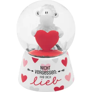 SHEEPWORLD Traumkugel mit Motiv Hab Dich lieb | Schneekugel aus Glas und Polyresin, Höhe 6,5 cm, Motivdruck am Sockel | Geschenk Liebe, Valentinstag, Dekoartikel | 48522