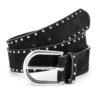 Hüftgürtel LASCANA "Nietengürtel, Anzuggürtel, Gürtel, Jeansgürtel, Hosengürtel", Damen, Gr. 95, schwarz, Lederimitat, kontrastfarbene Details, unifarben, Gürtel Hüftgürtel, mit kleinen Nieten für Jeans & Hosen, Topseller