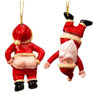 Weihnachtsmann 2er Set, Weihnachtskugeln Lustig Weihnachtsdeko, Baumschmuck Weihnachten Weihnachtsbaum, Weihnachtsfiguren Klein Christbaumschmuck Anhänger - Baumschmuck Figuren