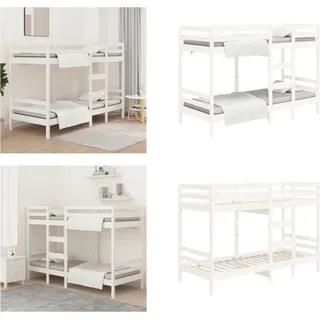 vidaXL Etagenbett Weiß 90x200 cm Massivholz Kiefer - Etagenbett - Etagenbetten - Bett - Schlafzimmermöbel - Weiß