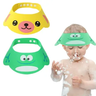 XBFOCNH 2pcs Duschhaube Kinder Baby Duschhaube,Baby Verstellbarer Shampoo Schutz, Shampoo Bade Bad SchüTzen Weiche Kappe Hut, Kappe Wasserdicht Cap für Kinder
