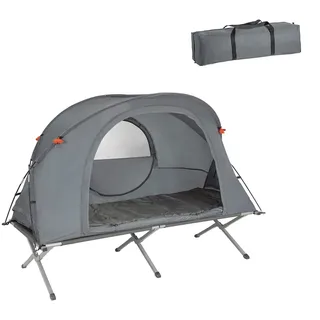 SoBuy OGS60 Feldbett mit Zelt Wurfzelt Feldbett 4in1-Zelt mit Campingliege Schlafsack Matratze und Zubehör Zelt