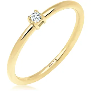Verlobungsring ELLI DIAMONDS "Ring Diamant Weiß Brillantschliff (0.03 ct) 375 Gelbgold" Gr. 54, weiß, Fingerringe, Damen, 54, Gelbgold 375, Verlobungsring