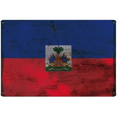Blechschild Wandschild 20x30 cm Haiti Fahne Flagge