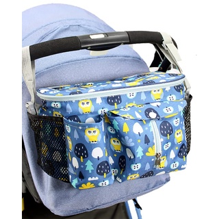 Kinderwagen Organizer,Wasserdicht Universal Buggy Kinderwagentasche Baby Zubehör Isolierten Getränkehalter Aufbewahrungstasche mit Verstellbaren Schultergurten und Stauraum für Handys Spielzeug Windel