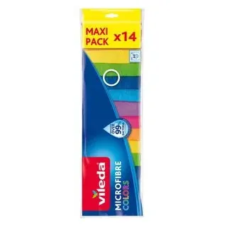 Vileda COLORS MAXI PACK Mikrofasertücher Polyester 60 °C waschbar, 14 St.