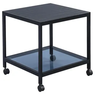Livetastic Beistelltisch , Schwarz , Metall, Glas , rechteckig , Rollen , 50x50x50 cm , einfacher Aufbau , Wohnzimmer, Wohnzimmertische, Beistelltische, Beistelltische Metall