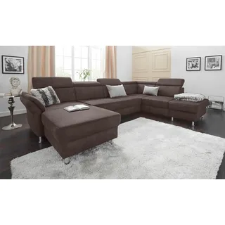 sit&more Wohnlandschaft wahlweise mit Bettfunktion und Stauraum, inklusive Kopfteilverstellung, braun,