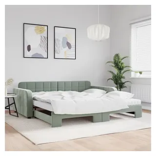 vidaXL Tagesbett Ausziehbar mit Matratzen Hellgrau 100x200 cm Samt