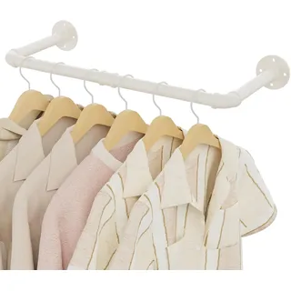 YheenLf Industriestangen Kleiderstange, 64cm Kleiderständer Wandmontage, Platzsparenders Garderobenstange für die Wand, Wandregal für kleine Zimmer, Einfache Montage, Beige