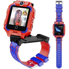 Kinder-Handyuhr mit GPS-Tracker, Smartwatch für Jungen und Mädchen, 4G Video & Telefonanruf mit 360° Drehung, Kinder-GPS-Uhr für 4–12 Jahre Weihnachts- & Geburtstagsgeschenke (T10 Rot)