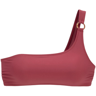 Bustier-Bikini-Top S.OLIVER "Rome", Damen, Gr. 40, Cup C/D, rot (rostrot), Microfaser, Polyamid, unifarben, Bikini-Oberteile Bustier-Bikini-Top, mit One-Shoulder-Form