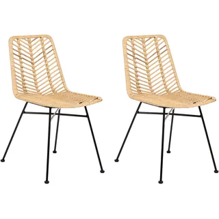 Beliani Esszimmerstuhl Rattan beige 2er Set
