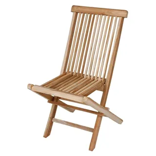 Klappstuhl aus Teakholz Natur - 90 x 50 cm - zusammenklappbarer Gartenstuhl aus unbehandeltem Teakholz für Garten, Balkon und Terrasse