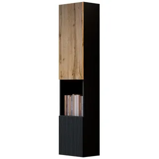 Mirjan24 Hängevitrine Capital 2D mit Nische , Schwarz, Eiche Wotan , Holzwerkstoff , Rechteckig , 40x180x30 cm , Esszimmer, Vitrinen, Vitrinenschränke