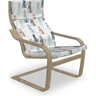ABAKUHAUS Leopard Poäng Sessel Polster, Unregelmäßige Katzen mit Strokes, Sitzkissen mit Stuhlkissen mit Hakenschlaufe und Reißverschluss, Mehrfarbig