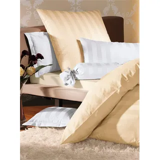 Bettwäsche DORMISETTE Gr. 1, beige (champagner), B/L: 135cm x 200cm, Mako-Damast, B/L: 80cm x 80cm, 1 Stk., Mako-Damast, 100% Baumwolle, Bettwäsche, Bettwäsche