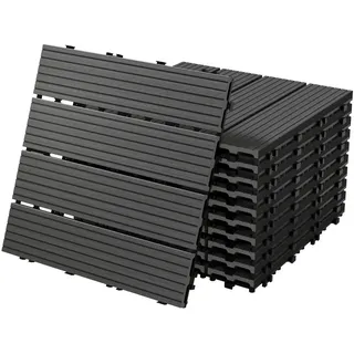 ECD-Germany Bodenplatte 5er Set , Anthrazit , Holzwerkstoff , wetterfest-Zonen , Quadratisch , 30x2x30 cm , wetterfest , Teppiche und Böden, Terrassenböden & Balkonböden, Terrassenfliesen