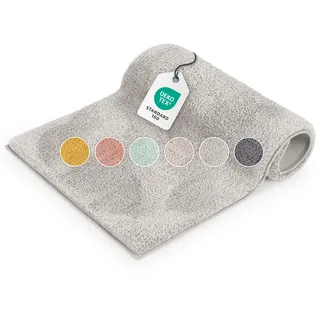 Blumtal Badematte 50x80 cm Hochflor - Oeko-TEX zertifizierter Badteppich - Badematten & Badteppiche - Duschvorleger - Badvorleger rutschfest waschbar -Badezimmerteppich rutschfest - Badematte Grau