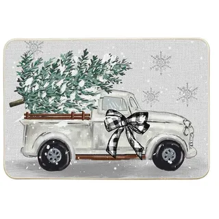 Artoid Mode Baum Schnee Lastwagen Weihnachten Fußmatte, Schneeflocken Xmas rutschfest Schmutzfangmatte Eingangsbereich Für Innen Außen Dekor 40x60 cm
