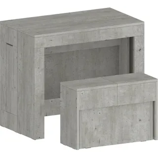 Tisch- und Stuhlset Crispin, Mehrzweckkomposition, Set mit Konsole und 1 ausziehbarer Bank, 100 % Italy, 66 x 25 x 45 cm, Zement - Grau