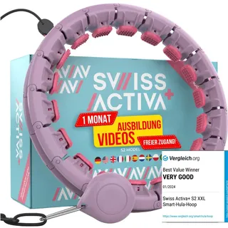 Swiss Activa+ S2 Smart Hula Hoop Adult - Bis zu 120cm für Plus Größe XXL - Fällt Nicht runter - Abnehm-Reifen für Frauen, Fitness, mit Gewicht