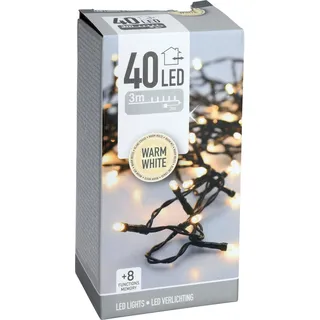 LED-Lichterkette warmweiß, 40 LEDs, Grünes Kabel, Innen/Außen, 6m - Grün