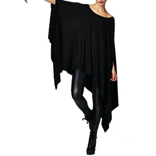 Vivicastle Damen Dolman Poncho mit Fledermausärmeln Tunika-Shirt, Schwarz, One Size