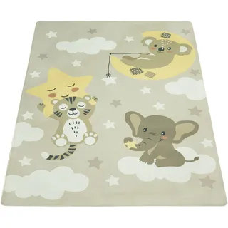 Paco Home Kinderteppich »Chicos 551« rechteckig 2 mm Höhe Flachgewebe, niedliches Kinder Design, Motiv Tiere, Kinderzimmer, beige