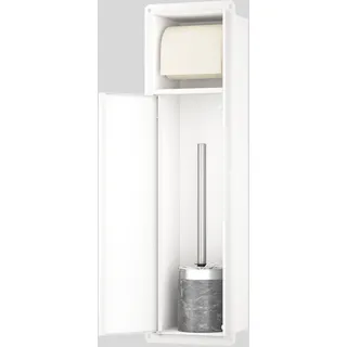 Bernkot Unterputz Toilettenpapierhalter Edelstahl, WC Papier Halterung für Badezimmer,Klopapierhalter mit Aufbewahrung Bietet Platz für Neue Rollen/Klobürstengarnitur, 63×15×15 cm, Weiß