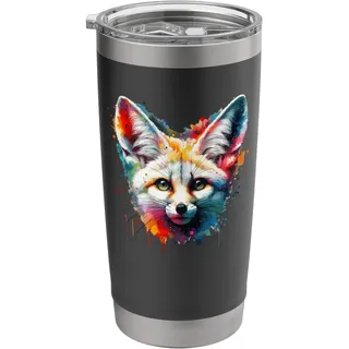 Farbenfrohe Splash Art Fennek Füchse Doppelwandiger Edelstahl-Thermobecher